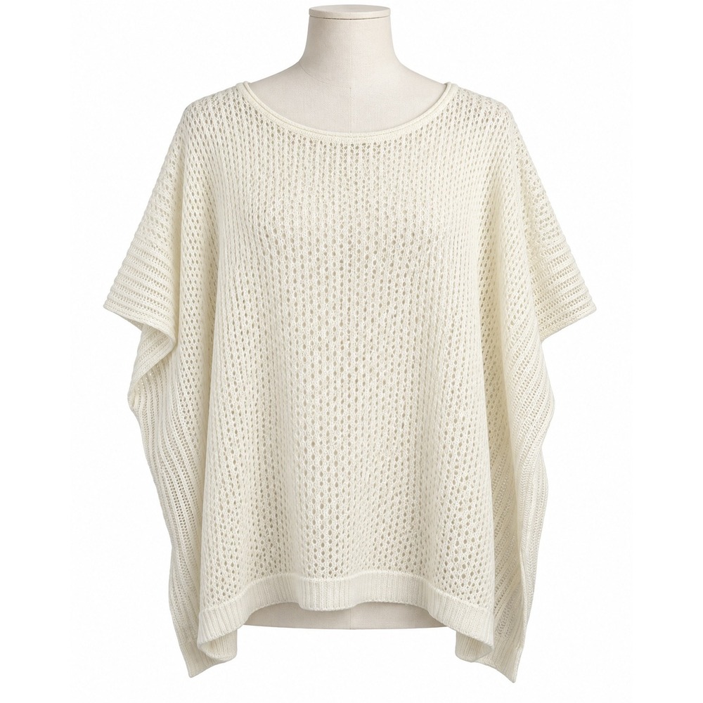 Tommy Bahama OS Beach Cover Linen Beige Open Weave Poncho Resort Boxy Relaxed